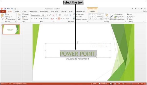 选择文本 Powerpoint