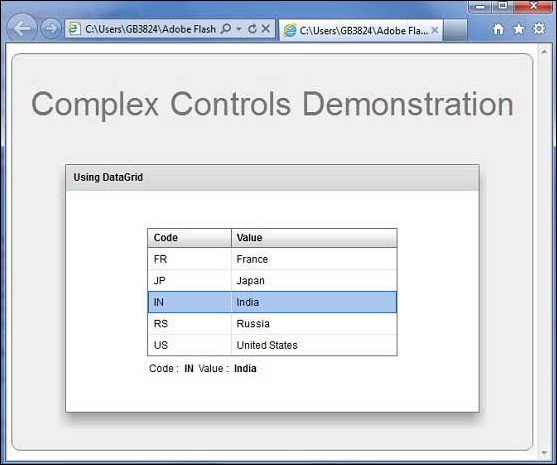 Flex DataGrid Control