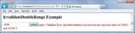 JSF f:validateDoubleRange1