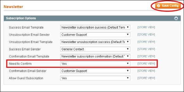 Magento 简报设置