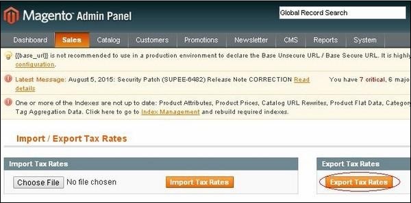 Magento 设置税