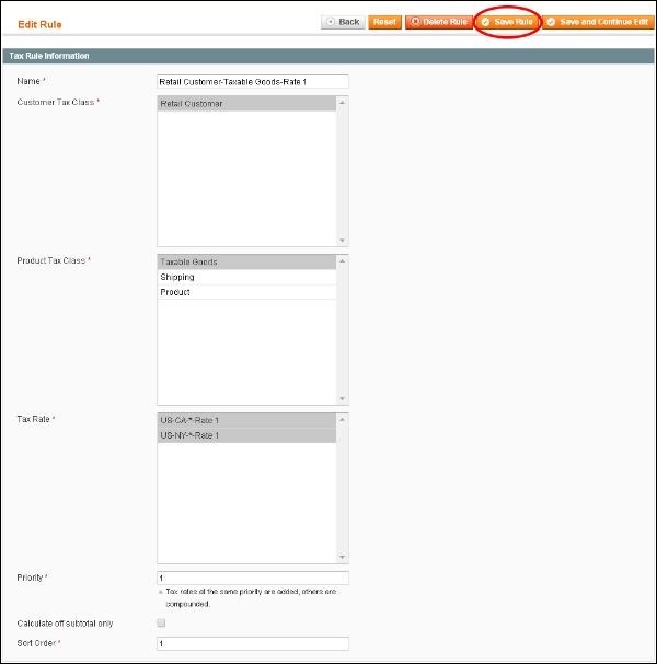 Magento 设置税