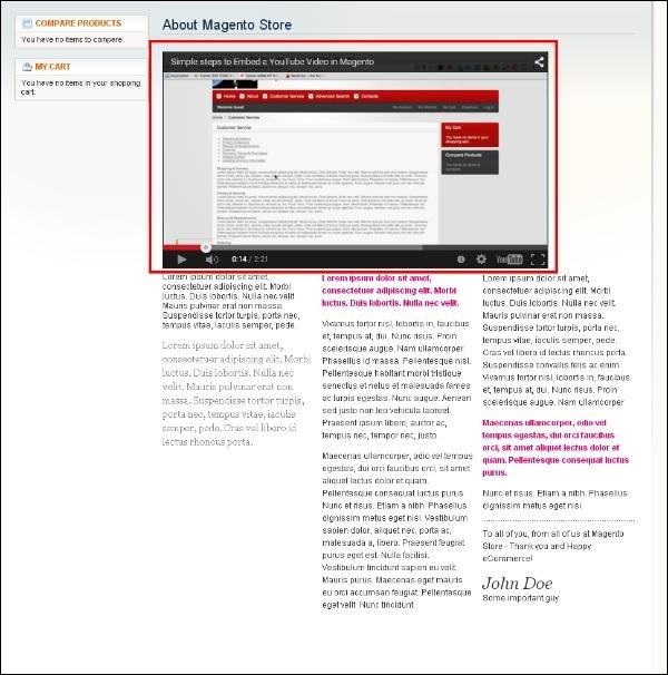 Magento 设置 Youtube 视频
