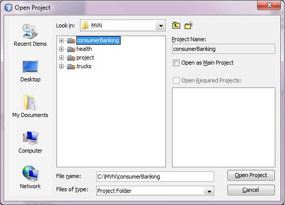 在 NetBeans 中打开一个 Maven 项目。