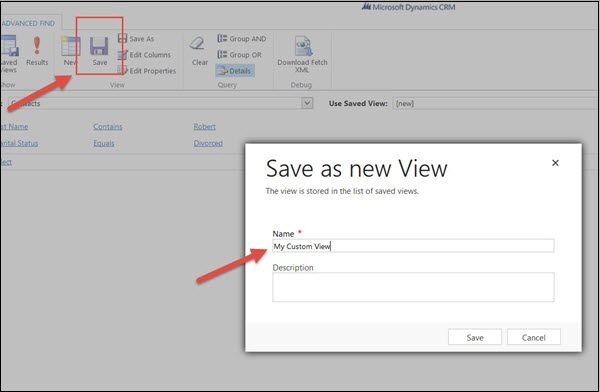 Mscrm Save Custom View
