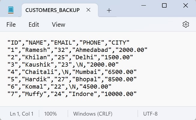 将表导出到 csv3