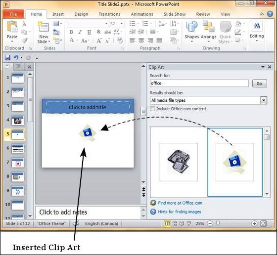 Microsoft PowerPoint 2010 中添加图片到幻灯片