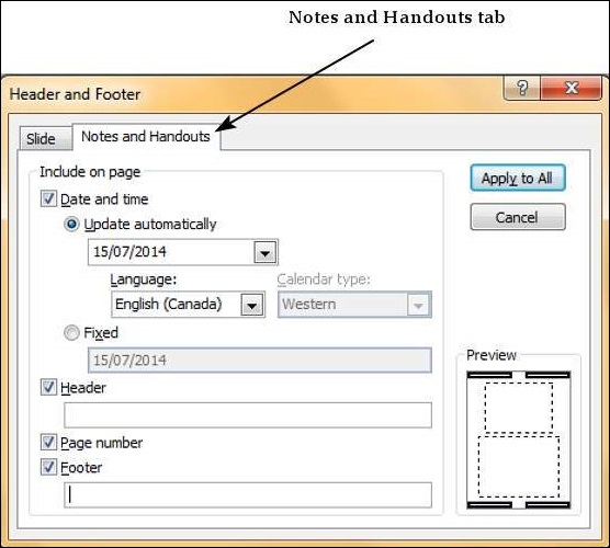 Microsoft PowerPoint 2010 中添加页眉和页脚