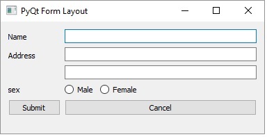 QFormLayout 类输出