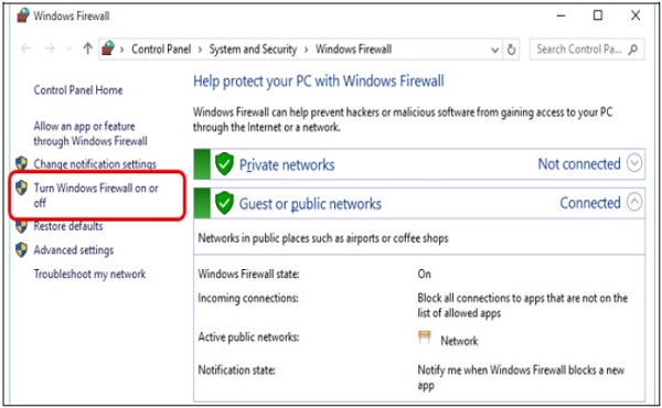 Windows 防火墙开启或关闭