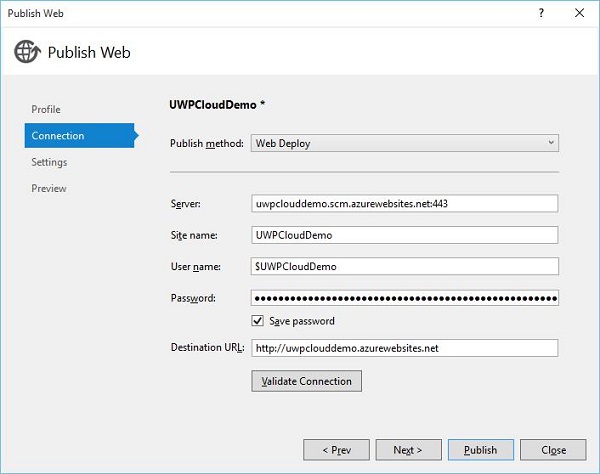 UWP Cloud Demo