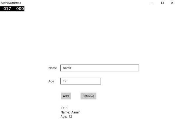 UWP SQLite Retrieve